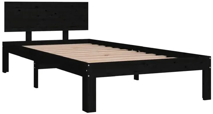 Czarne sosnowe łóżko jednoosobowe 90x200 - Xena 3X