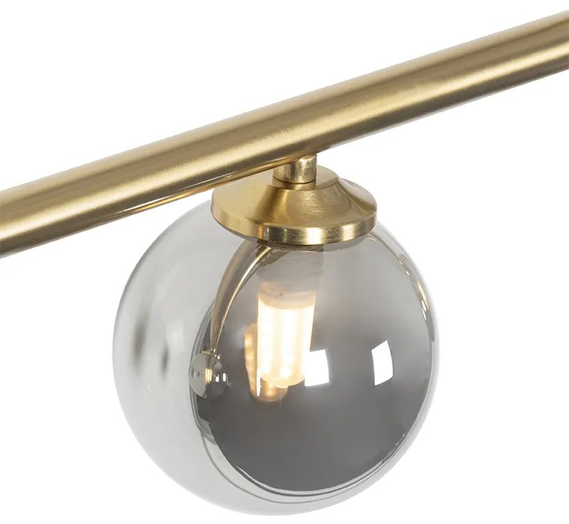 Nowoczesna lampa wisząca złota 100 cm 5-światłowa z dymionym szkłem - Athens Rustykalny / Vintage Oswietlenie wewnetrzne