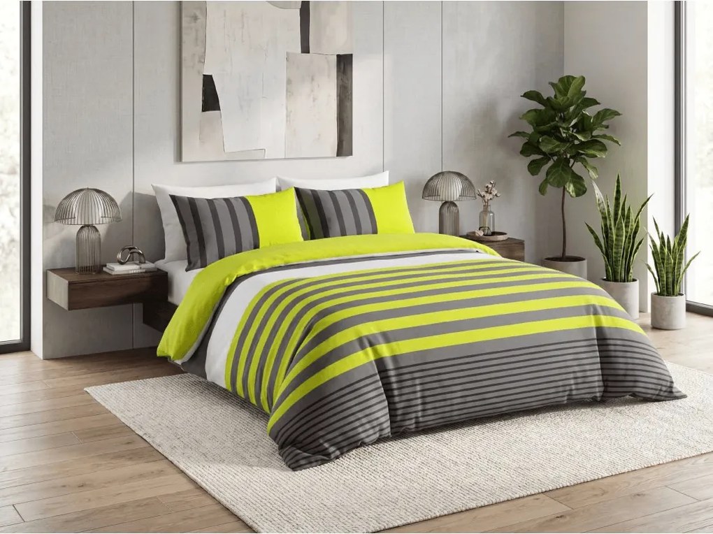 PrzytulneMieszkanie.pl PrzytulneMieszkanie.pl Bawełniana pościel GREEN LINE zielonożółta, 100% bawełna Rozmiar pościeli: 70 x 90 cm | 140 x 200 cm