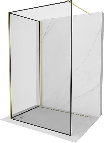 Mexen Kioto ścianka prysznicowa Walk-in 130 x 90 cm, czarna ramka, złota szczotkowana - 800-130-212-55-70-090