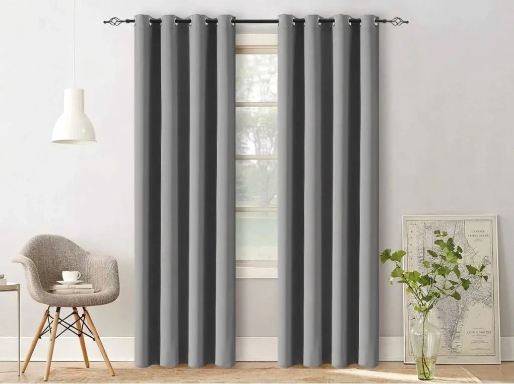 Jasnoszara zasłona OXFORD 140x250 cm Zawieszanie: Taśma z wiązaniami