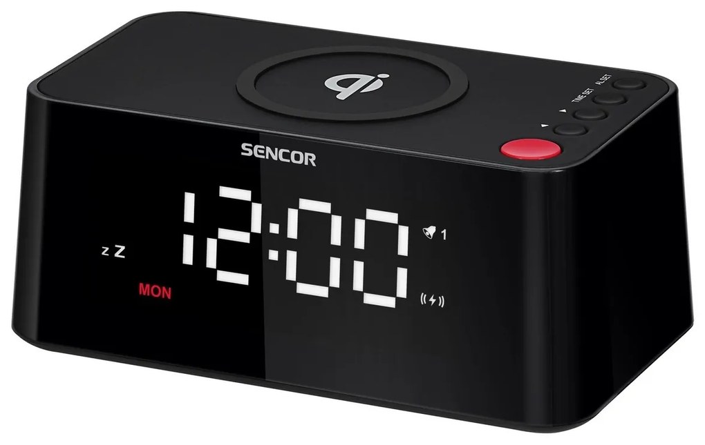 Sencor SDC 7600 Qi zegar z ładowarką, czarny