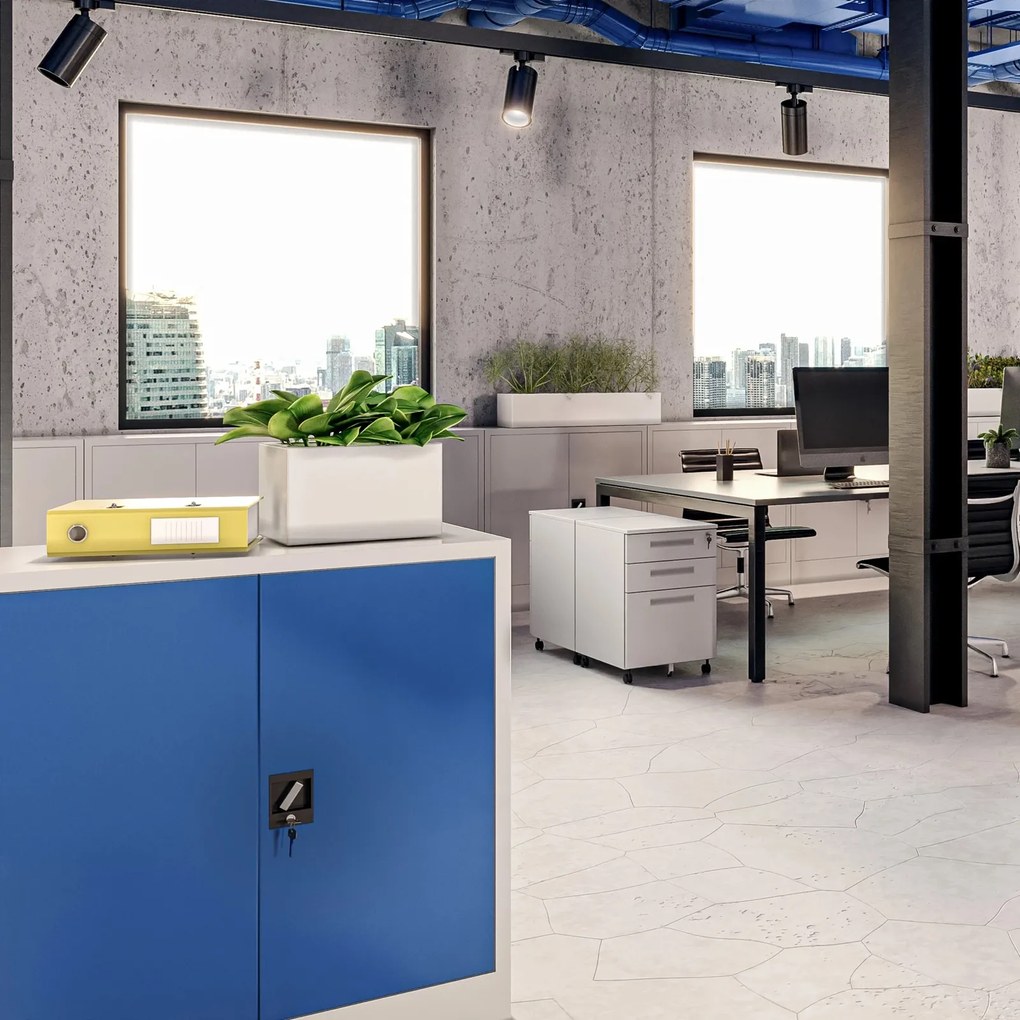 Szafka biurowa na dokumenty Beata 90x40x93 cm szary/niebieski