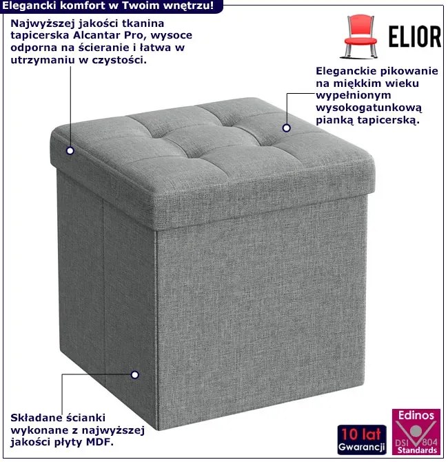 Jasnoszara Kwadratowa Pufa Ze Schowkiem L4-H46