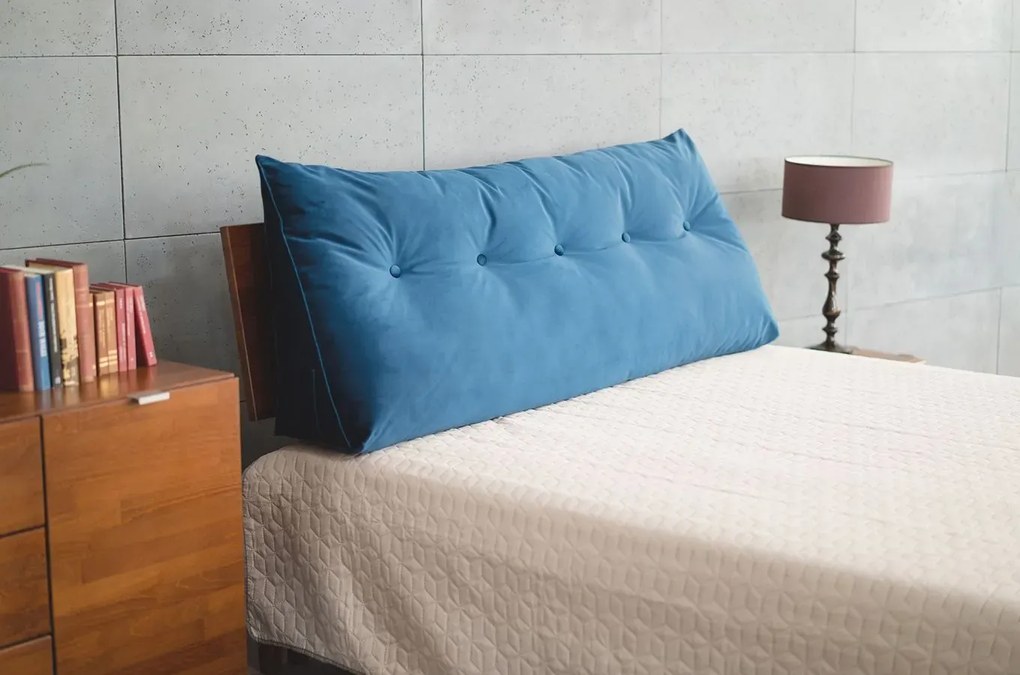Poduszka na zagłówek PILLOW CHIC VELVET 140 granatowa SKANDICA