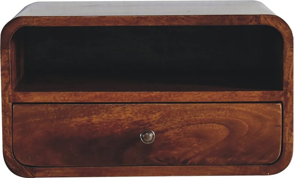Artisan Furniture Solid Wood Duży stolik nocny Chestnut Curve Upper Slot Floating