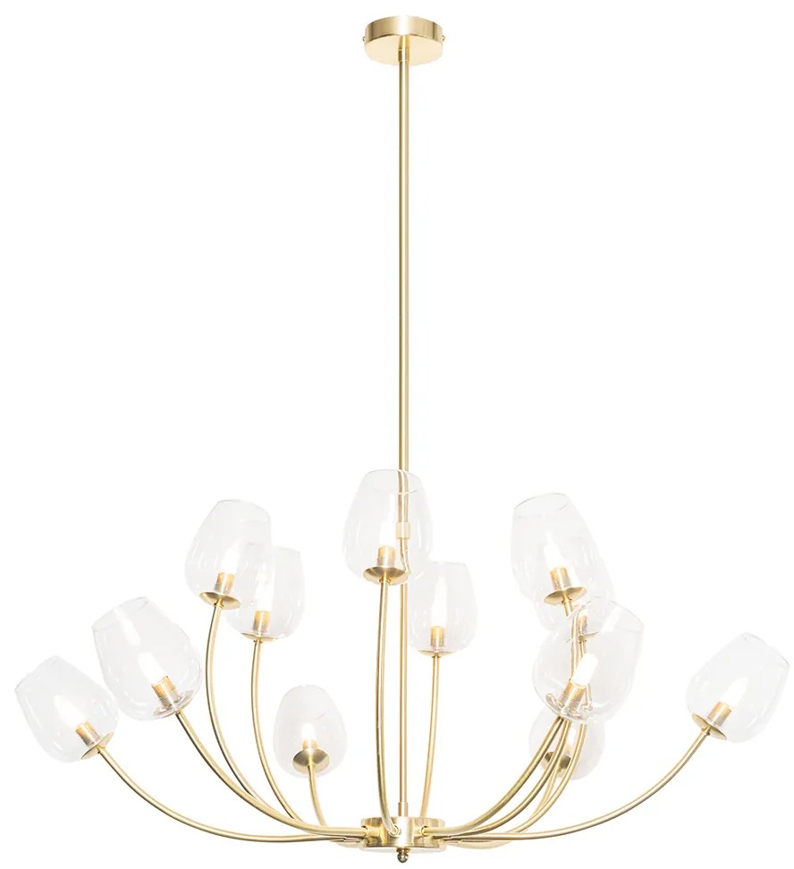 Klasyczna lampa wisząca złota ze szkłem 12-światłowa - Elien