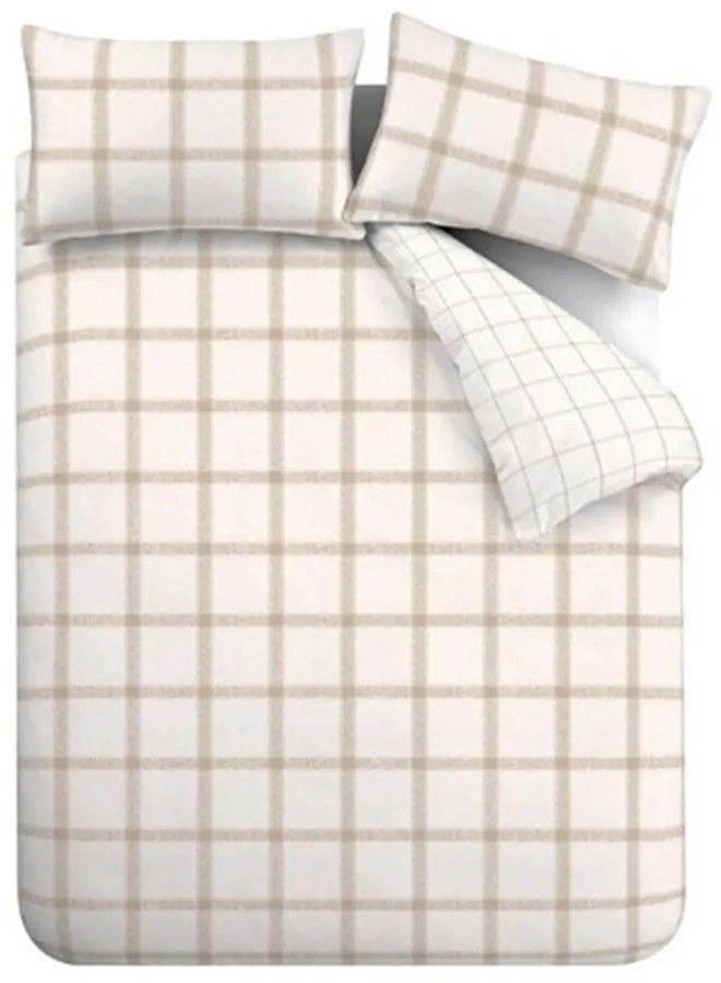 Beżowa bawełniana pościel dwuosobowa 230x220 cm Oxton Check – Bianca