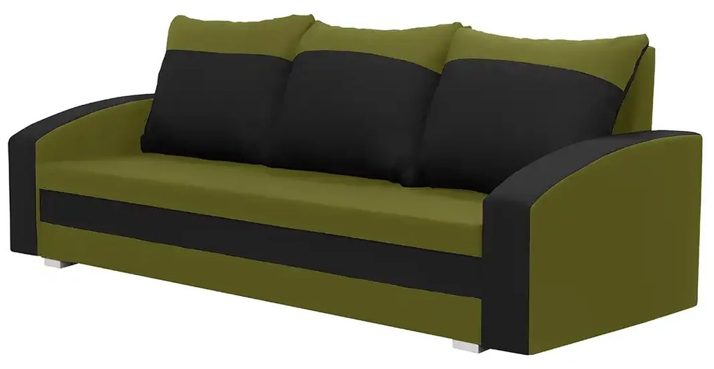 Kanapa sofa 3 os z funkcją spania KING Zielony/Czarny