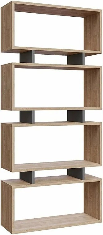 Elegancka półka ścienna – 72,5 x 25 x 161 cm – dąb i antracyt – płyta wiórowa pokryta melaminą