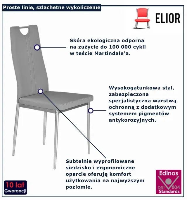 Popielate Metalowe Krzesło Tapicerowane T1-L42