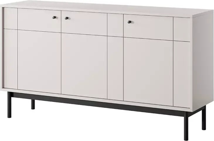3-drzwiowa komoda Lerida 2 w kolorach dąb linea lub kaszmir z czarnymi, drewnianymi nóżkami