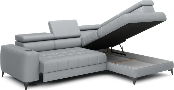 Narożnik BAGGIO Prawostronny z funkcją spania, wolnostojący tkanina LETTO 80 Jasnoszary WERSAL