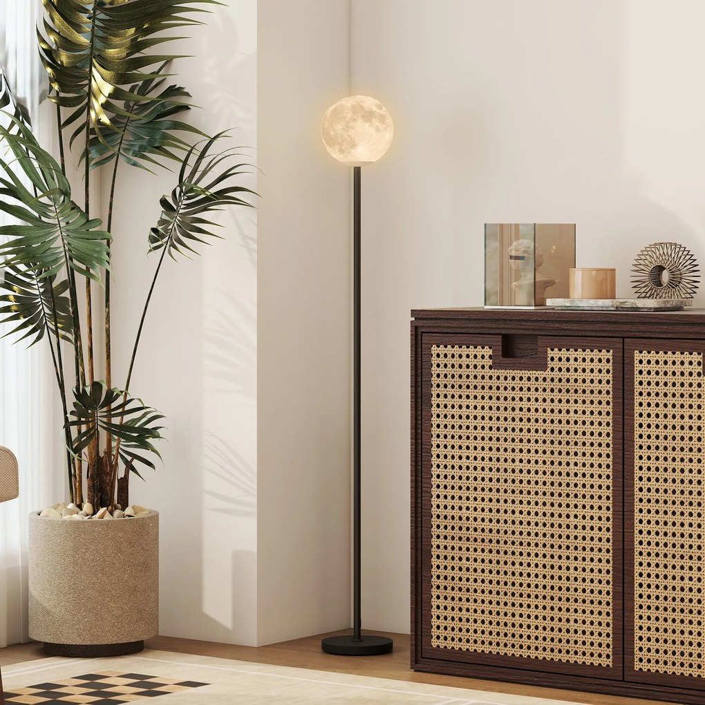 HOMCOM Lampa podłogowa z kloszem w kształcie księżyca, przełącznik nożny, 3 temperatury barwowe, metal, czarna