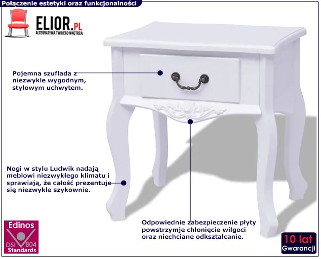 Biała szafka nocna do sypialni Texti 5X