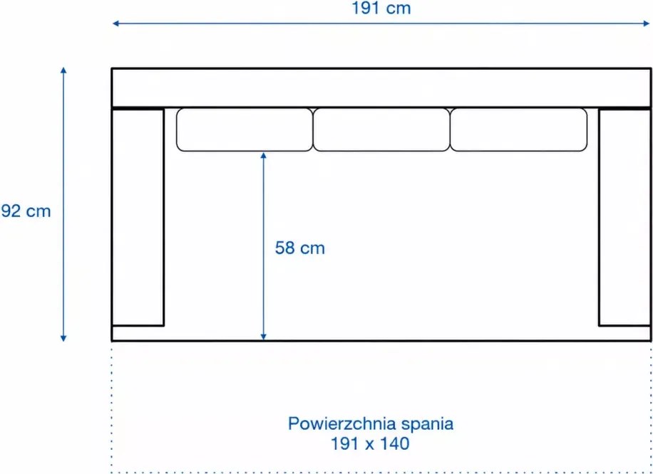 Kanapa Tokyo 3-osobowa z funkcją spania i pojemnikiem