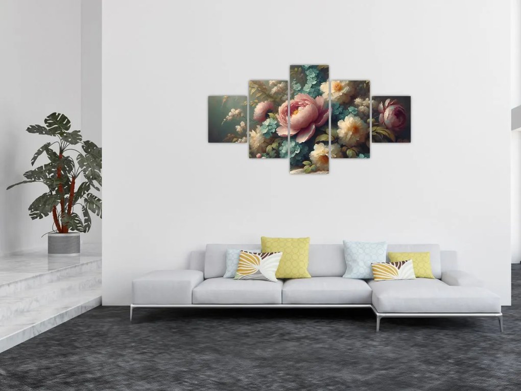 Obraz - Martwa natura z kwiatami - obraz (125x70 cm)
