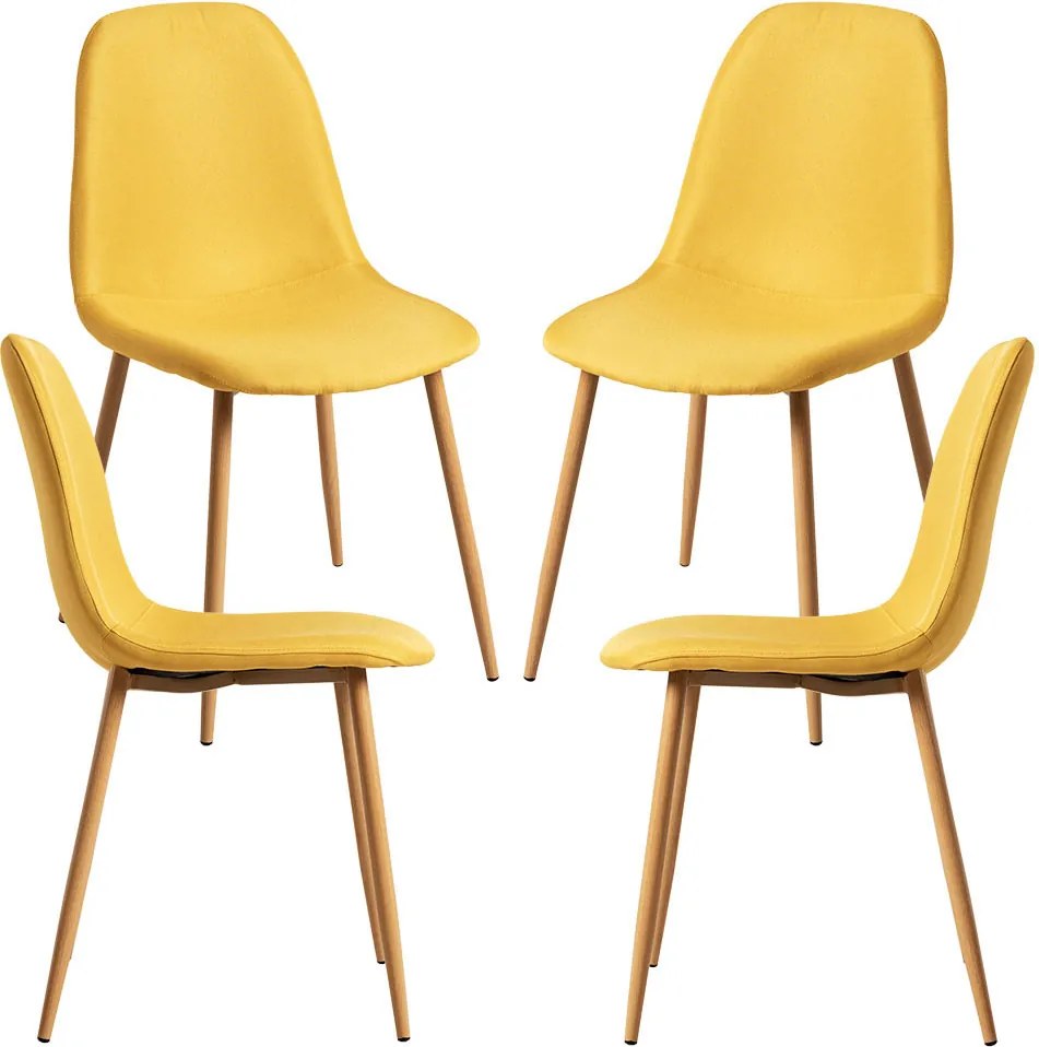 Zestaw 4 Krzese Teok Tkanina