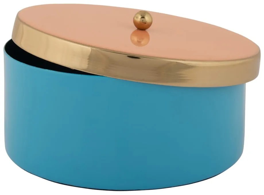 Niebieski metalowy pojemnik dekoracyjny ø 16x6 cm Double Funky – PT LIVING