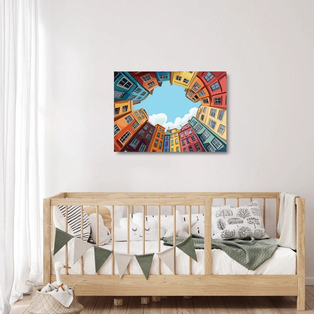 Obraz na szkle - Między domami (70x50 cm)