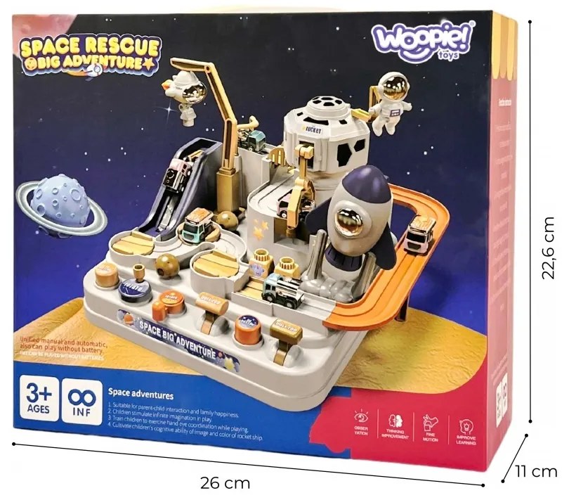 Woopie interaktywny tor przeszkód samochodowy " kosmiczna przygoda astronauty"