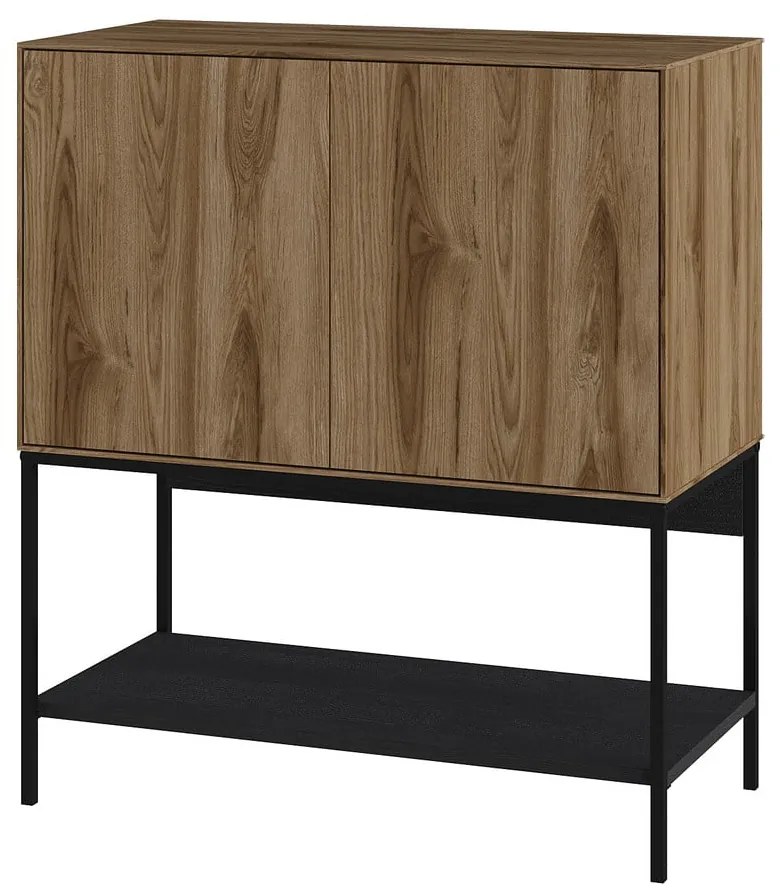 Czarno-naturalna szafka w dekorze dębu 80x90x40 cm Amira – Marckeric