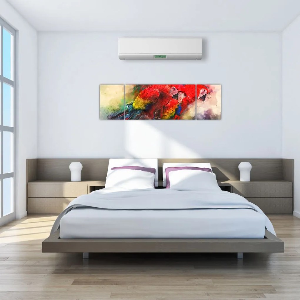 Obraz czerwonych papug Ara (170x50 cm)
