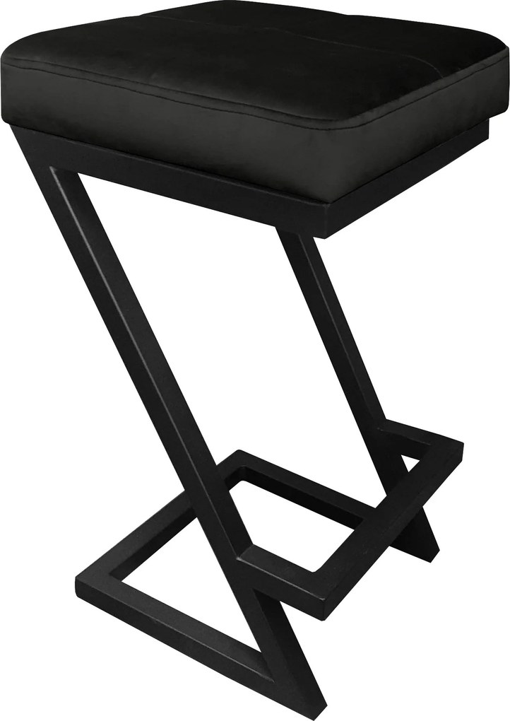 Hoker ZETA krzesło barowe tkanina Welur podstawa metalowa LOFT : Kolor Stelaża - Czarny , Kolor tkaniny - VELVET - MG19