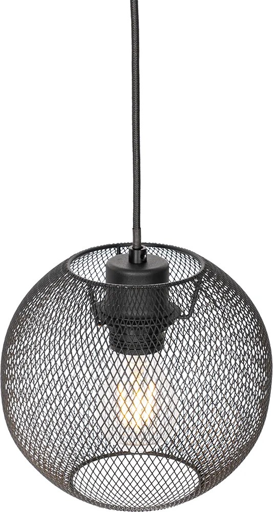 Industrialna lampa wisząca czarna 3-światłowa - Flor