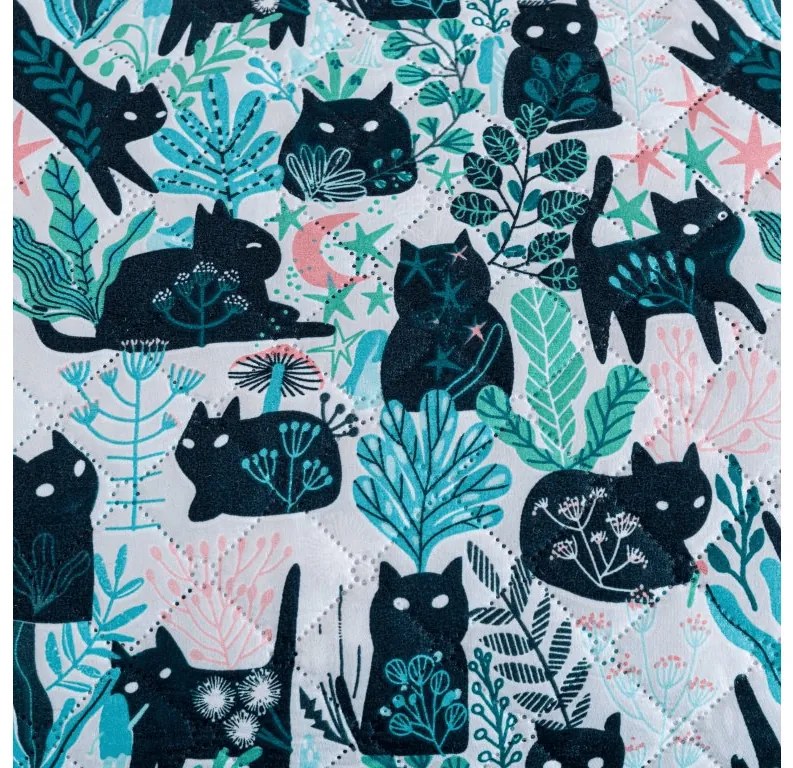 Narzuta na łóżko CREEPY CATS kolorowa Rozmiar: 220 x 240 cm