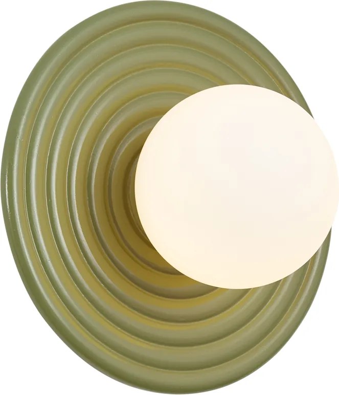 Retro Lampa ścienna zielona z okrągłym kloszem opalowym 20 cm IP44 - Lila