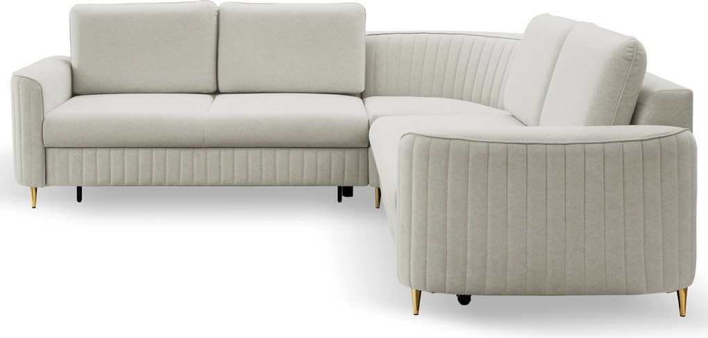Masseno Narożnik VELA z funkcją spania i pojemnikiem na pościel Narozniki L, Rozkładana sofa - Jasnoszary, CASTEL 80