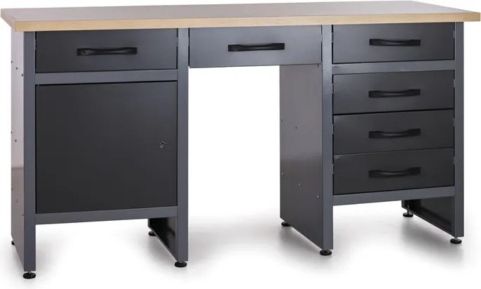 Stół warsztatowy G1, 840 x 1600 x 600 mm, 6x szufladka, 1x szafka