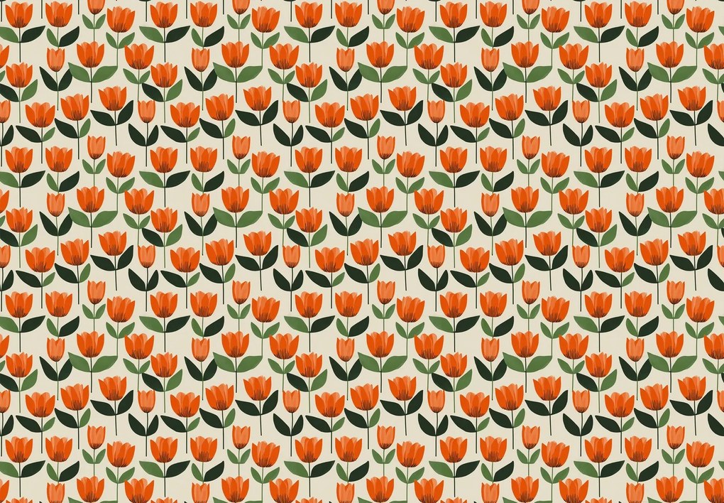 Fototapeta - Wzór z tulipanami (196x136 cm)