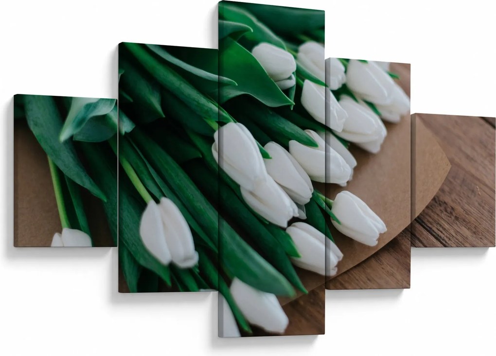 Obraz bukietu białych tulipanów (125x70 cm)