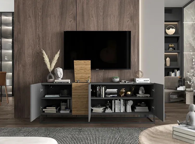 Stojąca szafka rtv grafit połysk D3-N21