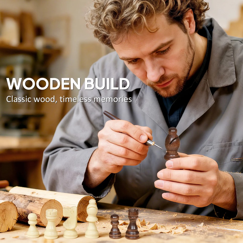 SPORTNOW Składany zestaw gier, szachy i warcaby, kompaktowa walizka, orzech włoski, akcesoria