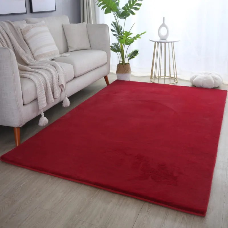 Dywan pluszowy Pouffy czerwony 120 cm x 170 cm