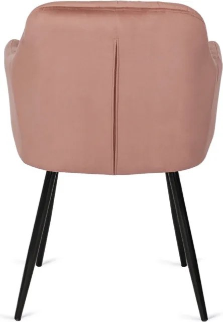 Krzesło Tapicerowane do Salonu VIKI Różowe Welurowe Nowoczesne Loft