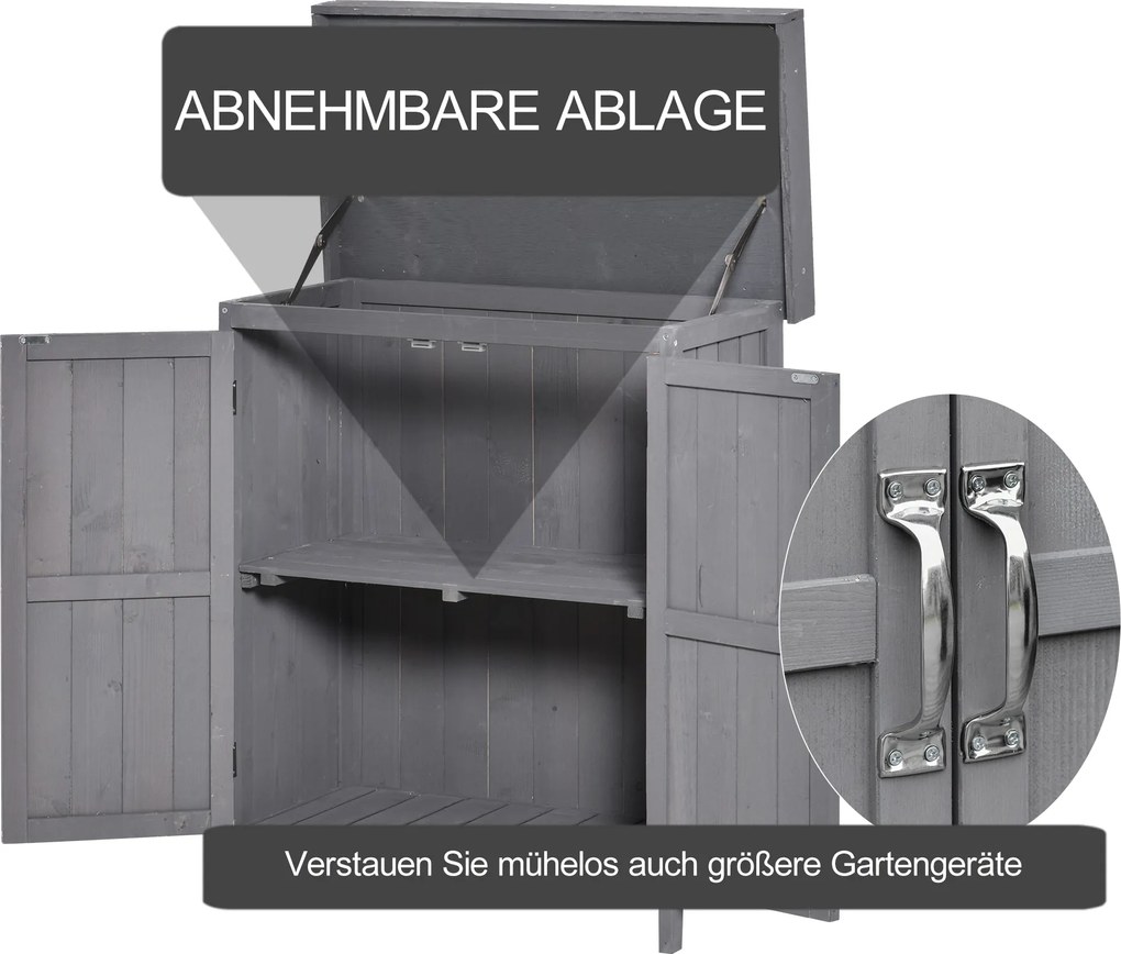 Outsunny szafka na narzędzia z drewna sosnowego 2 półki kolor szary 74x43x88cm | Aosom PL