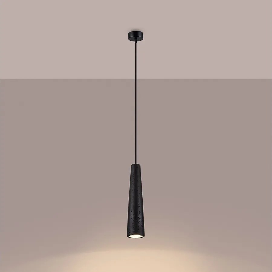 Lampy wiszące loft Zyntria, beton - 1 źródło światła 3000K - L.8 x H.125 cm - czarny