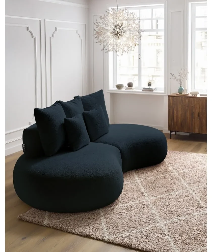 Ciemnoniebieska sofa z materiału bouclé 260 cm Saint-Germain – Bobochic Paris