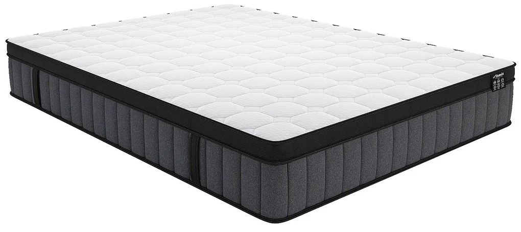Materac hybrydowy  180 x 200 cm o grub. 25 cm z 7-strefowymi sprężynami kieszeniowymi i żelową poduszką z pamięcią kształtu  - TOLCA marki YSMÉE
