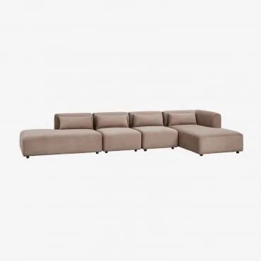 Sofa Modułowy Narożny Prawostronny 4-częściowy Z Szezlongiem Fogler Sztruks Brąz Karmelowy - Sklum