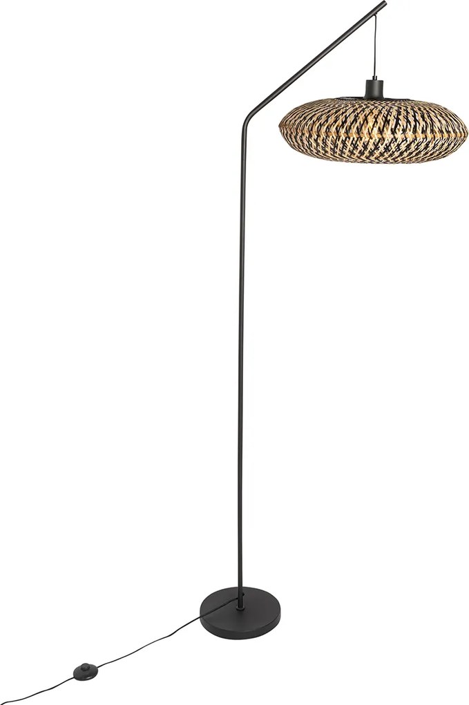 Orientalna lampa podłogowa czarna bambusowa - Ostrava