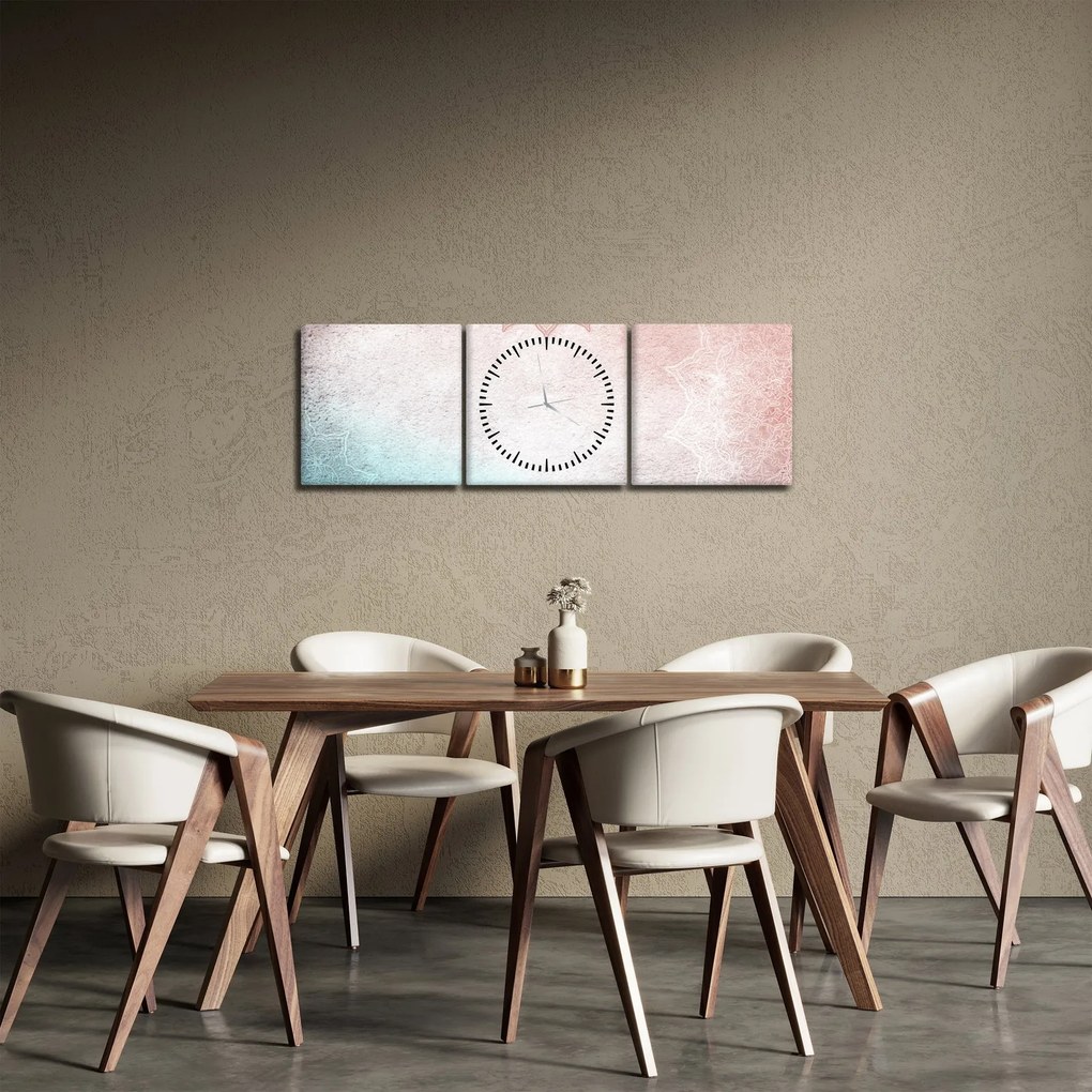 Obraz - Mandale na ścianie 2 (z zegarem) (90x30 cm)