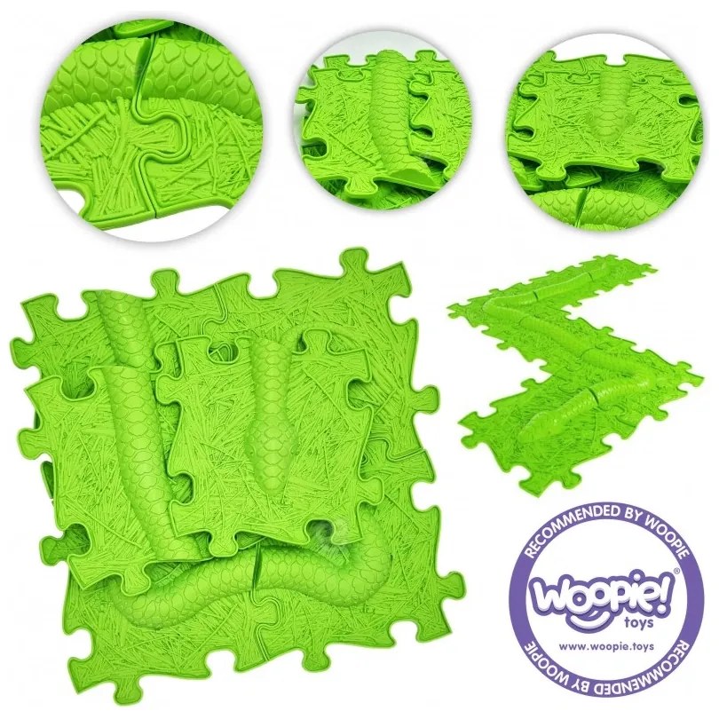 Woopie mata sensoryczna ortopedyczna puzzle wąż zielony 6 el.