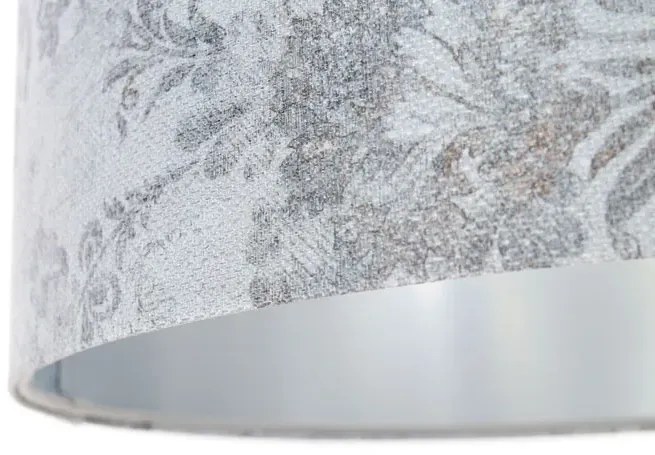 Srebrna lampa wisząca z nadrukiem na kloszu - S393 T7-F60