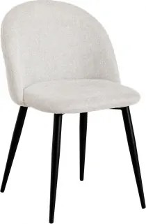 Krzesło Jadalniane Tapicerowane I Stalowe Kana Czarny & Tkaniny Distressed White & Tkanin - Sklum