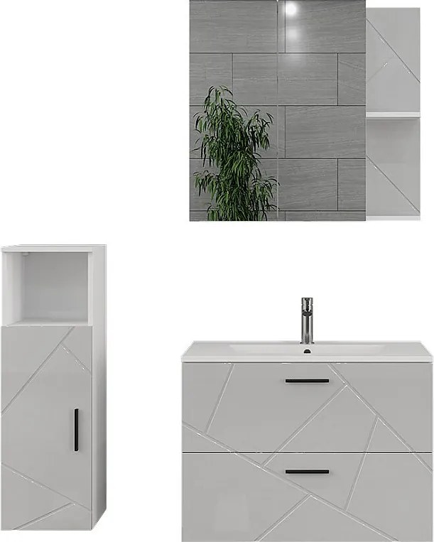 Zestaw mebli łazienkowych biały/biały wysoki połysk 80x44.6x57 irma